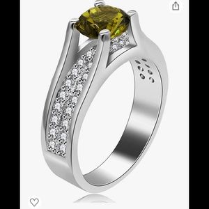 Platinum Plated Round Ring  Cut AAA Cubic Zirconia